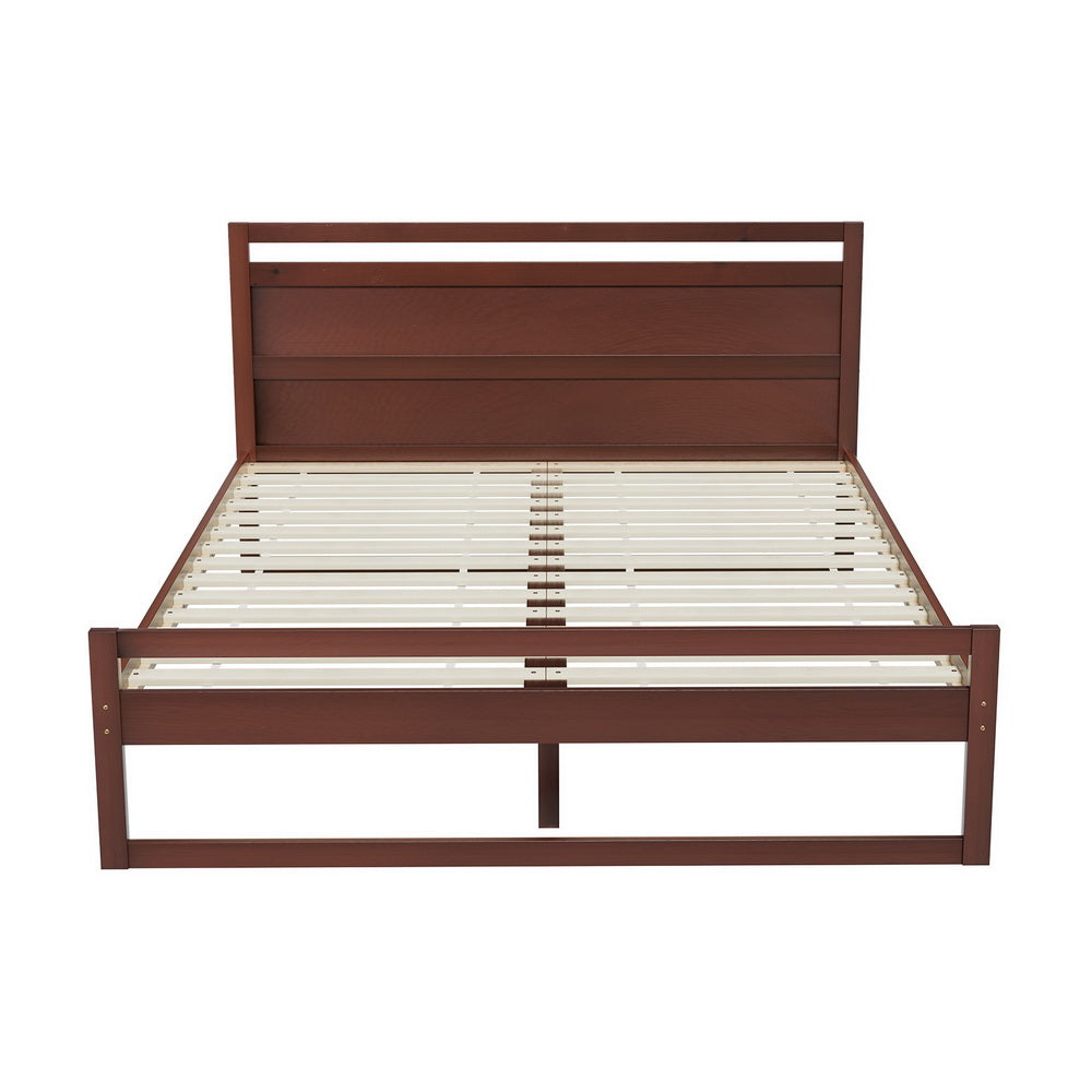 Artiss Bed Frame Double Size Wooden Walnut WITTON 3