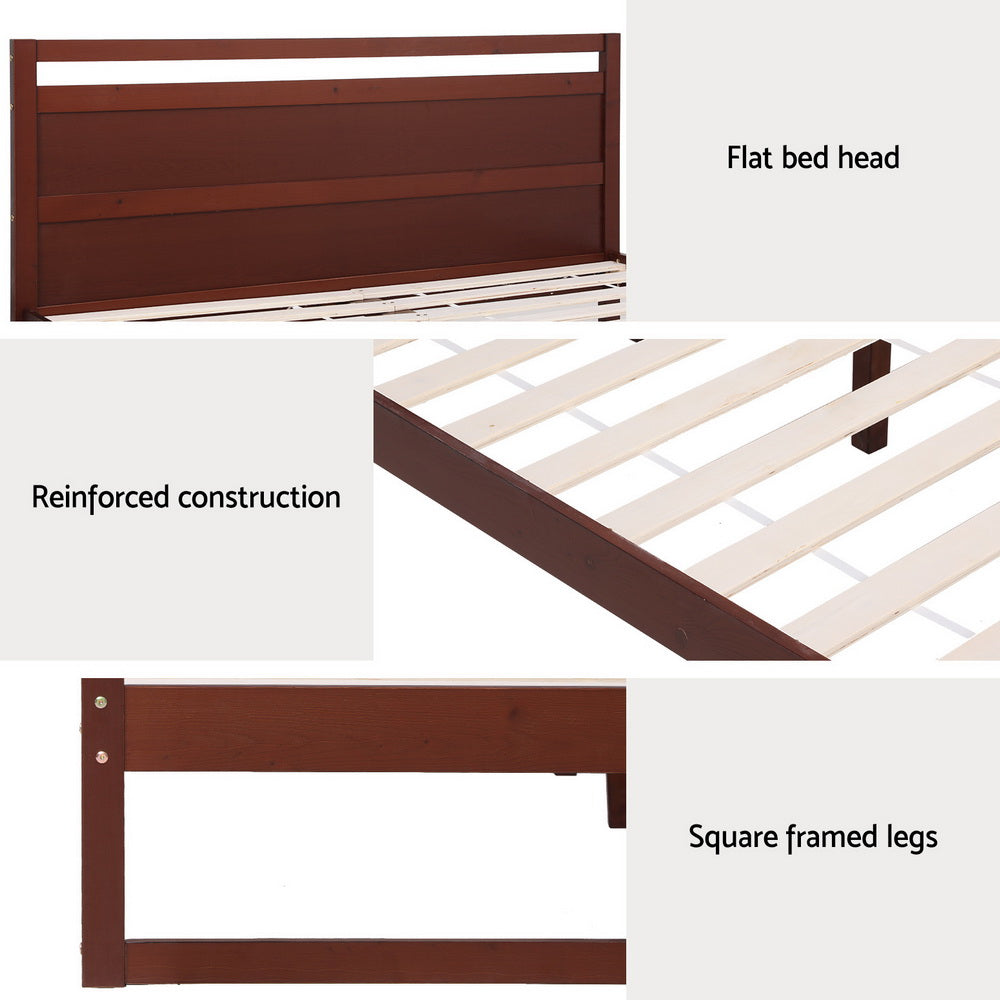 Artiss Bed Frame Double Size Wooden Walnut WITTON 6