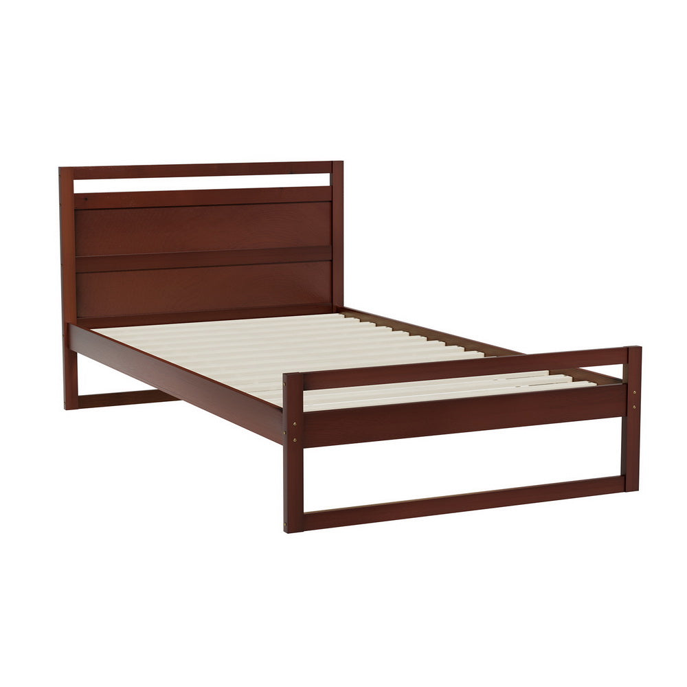 Artiss Bed Frame King Single Size Wooden Walnut WITTON 7