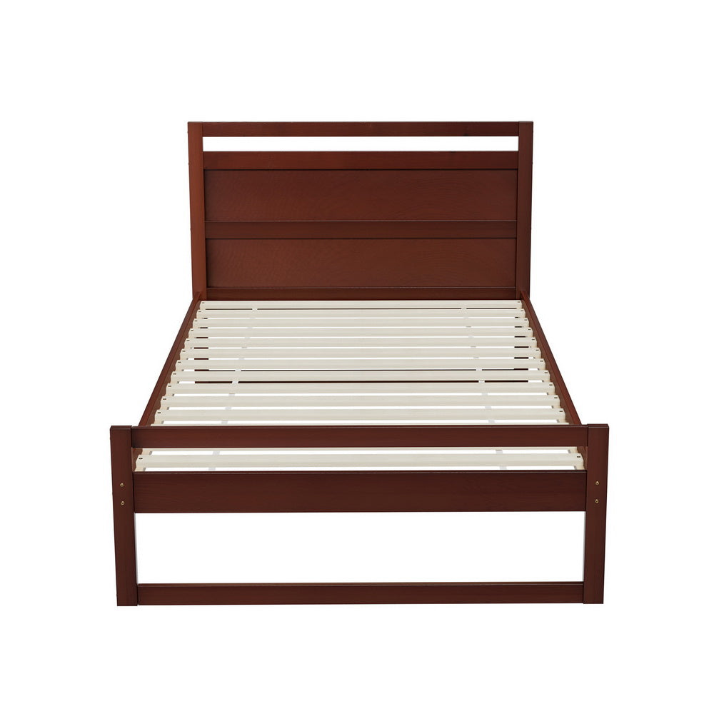 Artiss Bed Frame King Single Size Wooden Walnut WITTON 3