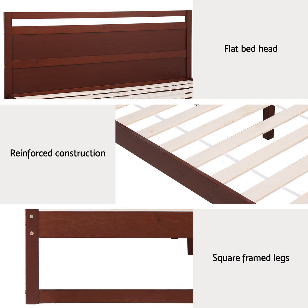 Artiss Bed Frame King Single Size Wooden Walnut WITTON 6