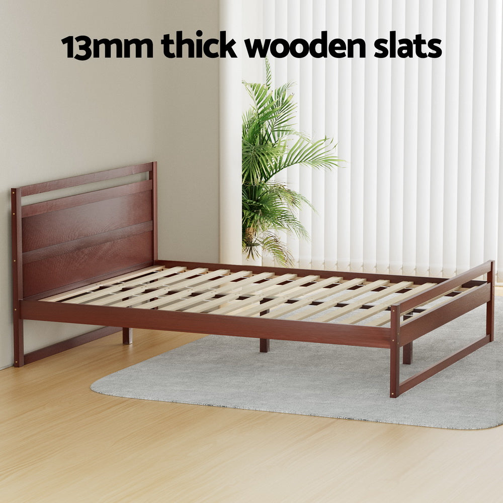 Artiss Bed Frame Queen Size Wooden Walnut WITTON 5