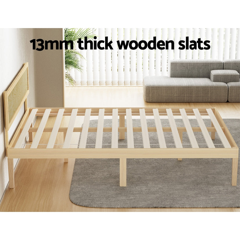 Artiss Bed Frame Double Size Wooden Base Mattress Platform Timber Pine YUMI 5