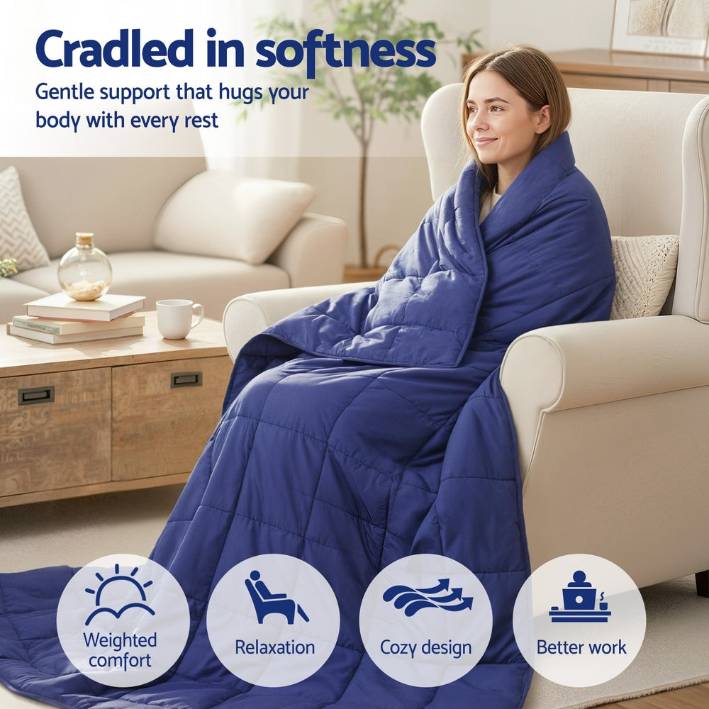 Giselle Bedding Weighted Blanket 9KG Kids Adults Heavy Gravity Relax Calm Blue 4