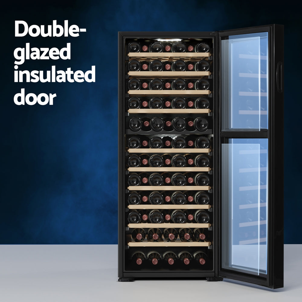 Devanti Wine Fridge Cooler Compressor Dual Zone 80 Bottles 4