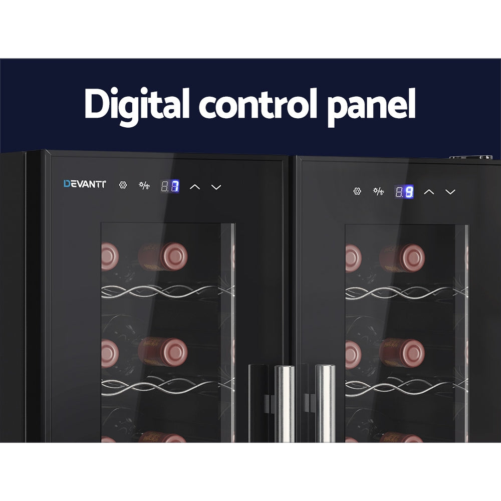Devanti Wine Fridge Cooler Dual Zone 24 Bottles 5