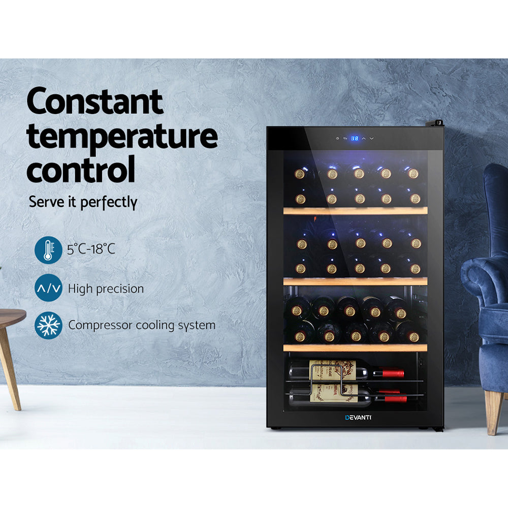 Devanti Wine Fridge Cooler 34 Bottles 6
