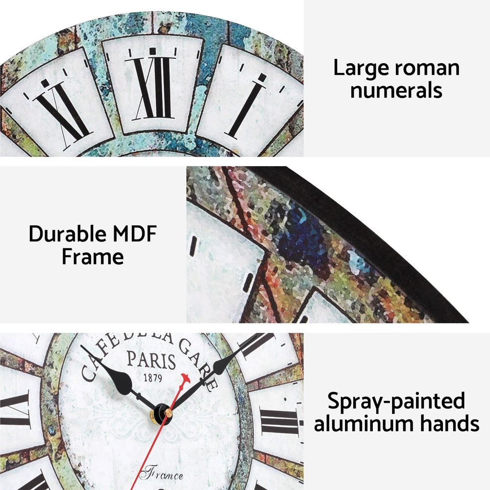 Artiss 40CM Wall Clock Rustic Design 4