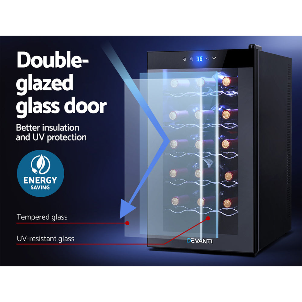 Devanti Wine Fridge Cooler 18 Bottles 6