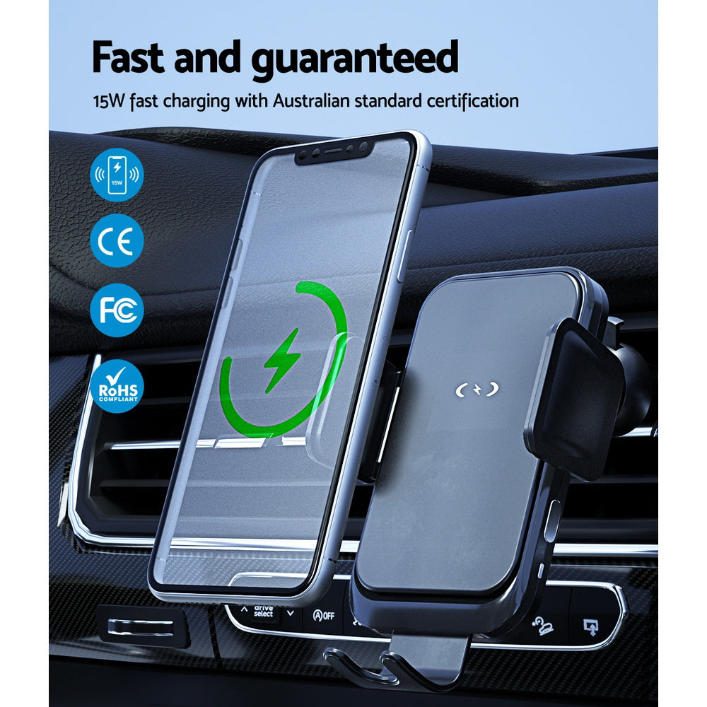 Devanti Wireless Car Charger Fast Charging Car Mount Vent Suction cup 5