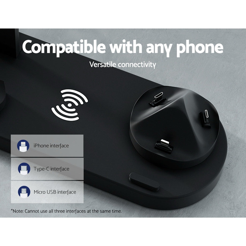Devanti 4-in-1 Wireless Charger Dock Multi-function Charging Station for Phone 6