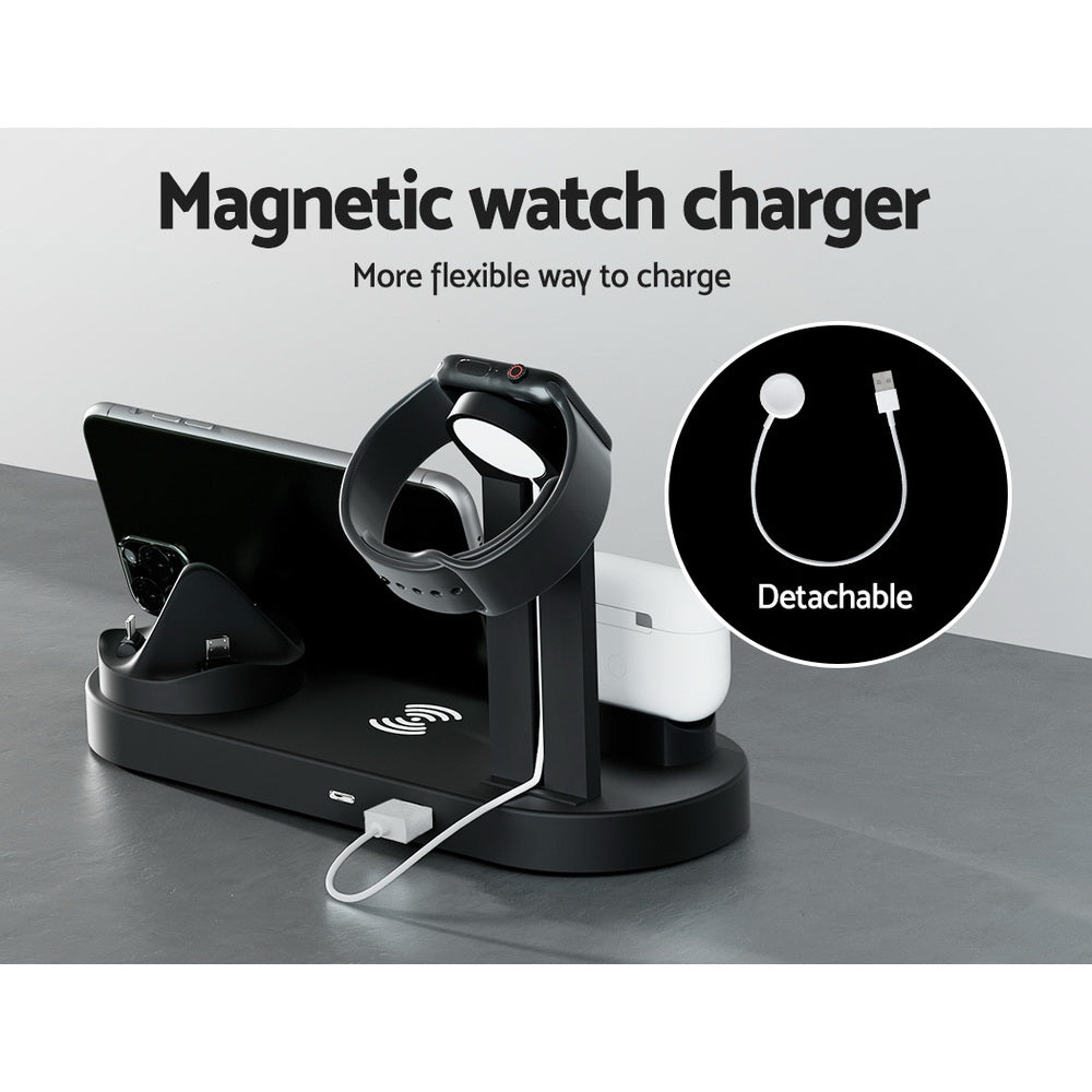 Devanti 4-in-1 Wireless Charger Dock Multi-function Charging Station for Phone 7