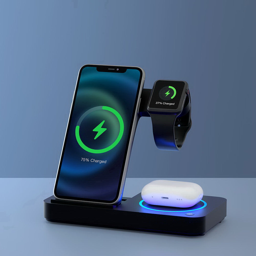 Devanti 4-in-1 Wireless Charger Station Fast Charging for Phone Black 8