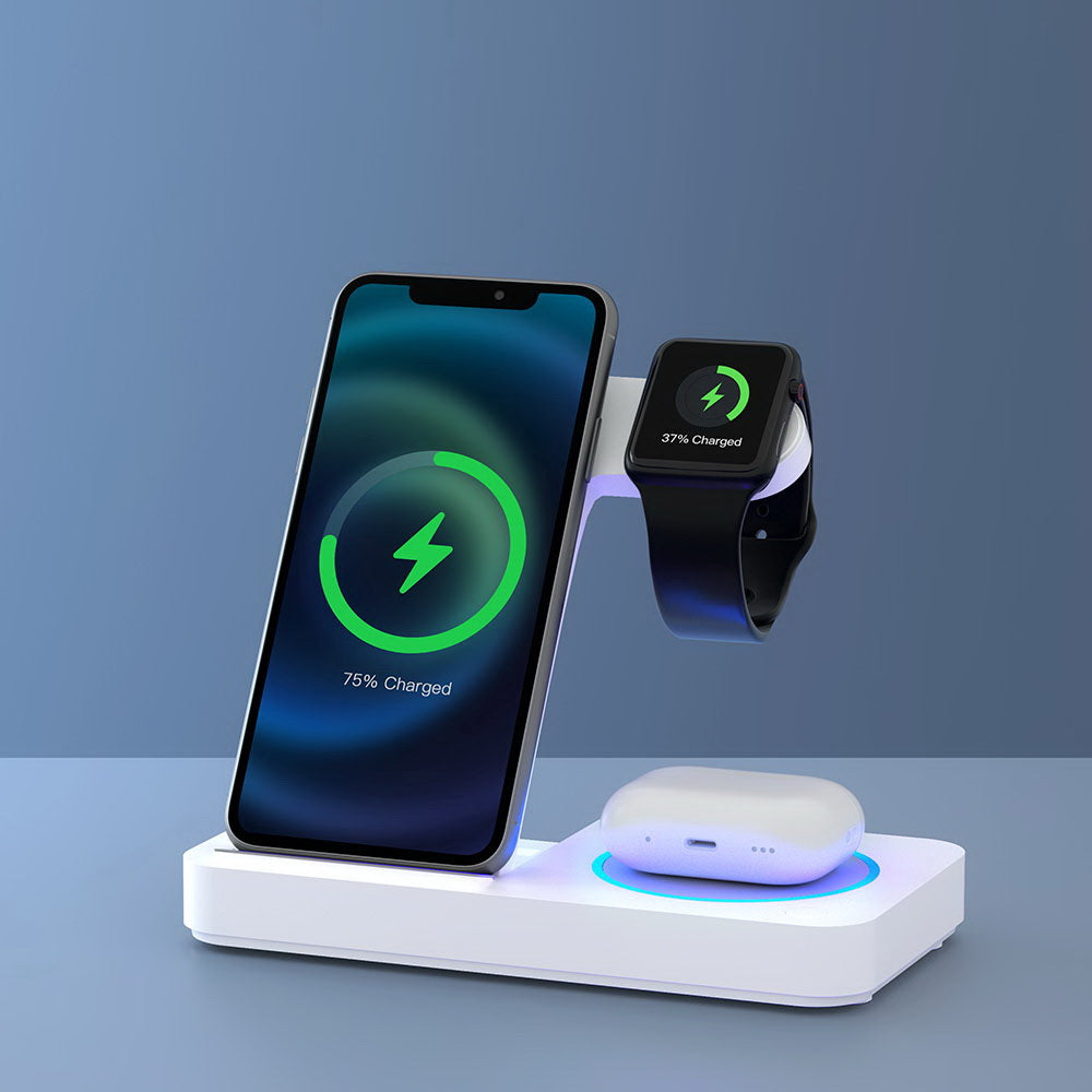 Devanti 4-in-1 Wireless Charger Dock Fast Charging for Phone White 8