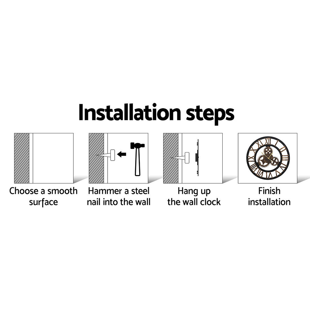 Artiss 80cm Wall Clock Large Retro Roman Numerals Brown 5