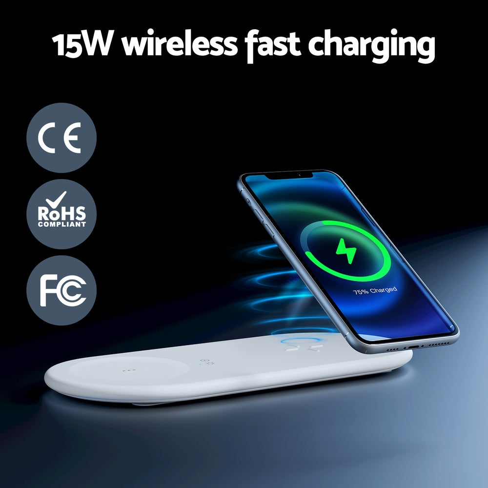 Devanti 3 in 1 Wireless Charger 15W Fast Charging RGB Light Bluetooth Speaker for Phone 4