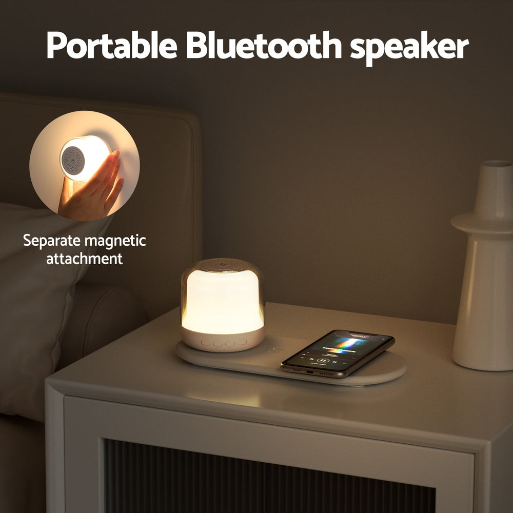 Devanti 3 in 1 Wireless Charger 15W Fast Charging RGB Light Bluetooth Speaker for Phone 6
