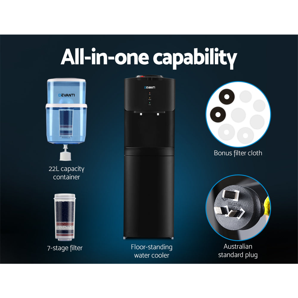 Devanti Water Cooler Dispenser Stand 22L Bottle Black 3