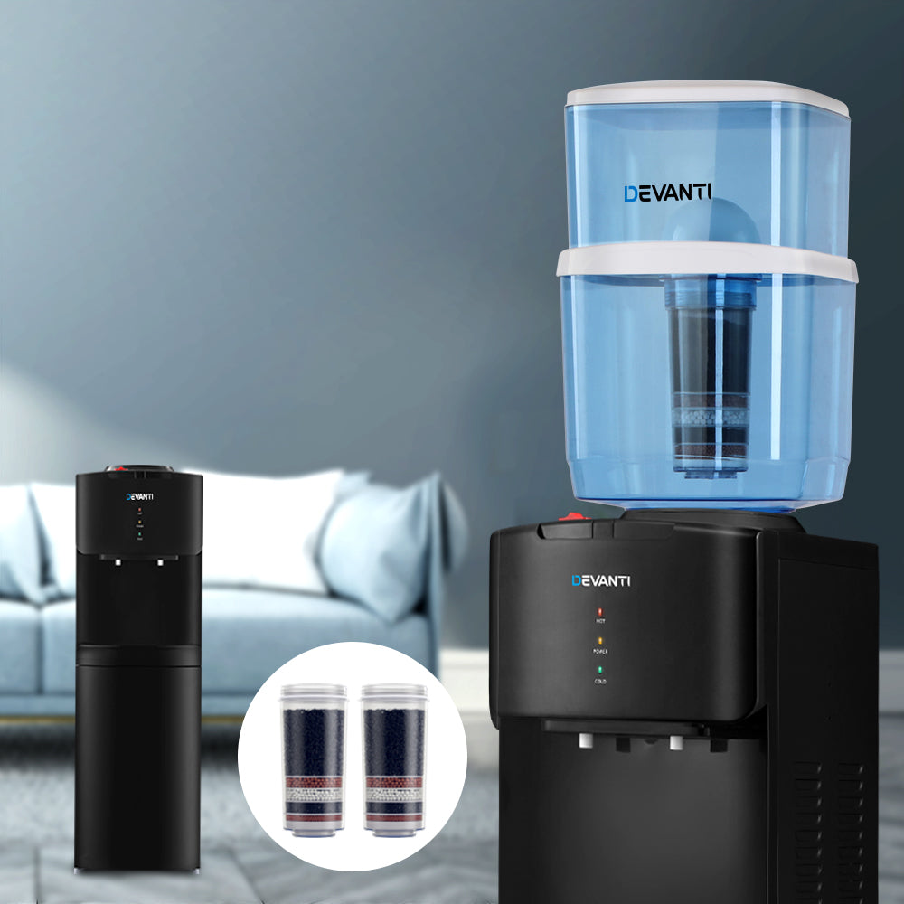 Devanti Water Cooler Dispenser Stand 22L Bottle Black w/2 Filter 8