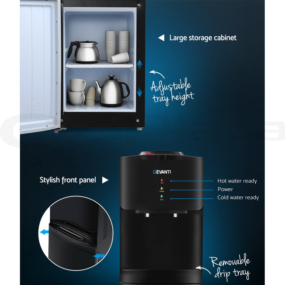 Devanti Water Cooler Dispenser Stand 22L Bottle Black w/2 Filter 6