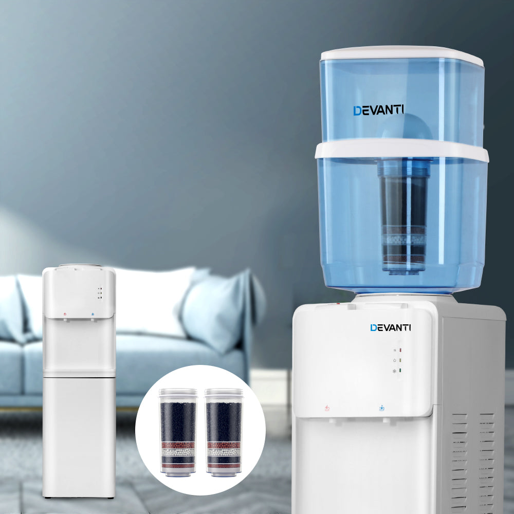 Devanti Water Cooler Dispenser Stand 22L Bottle White w/2 Filter 8