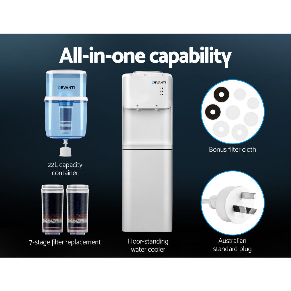 Devanti Water Cooler Dispenser Stand 22L Bottle White w/2 Filter 4