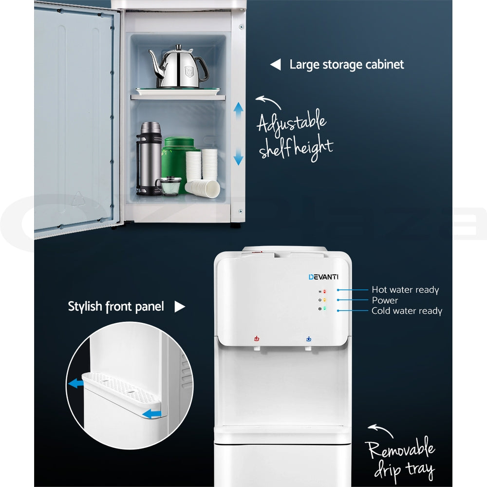 Devanti Water Cooler Dispenser Stand 22L Bottle White w/2 Filter 7