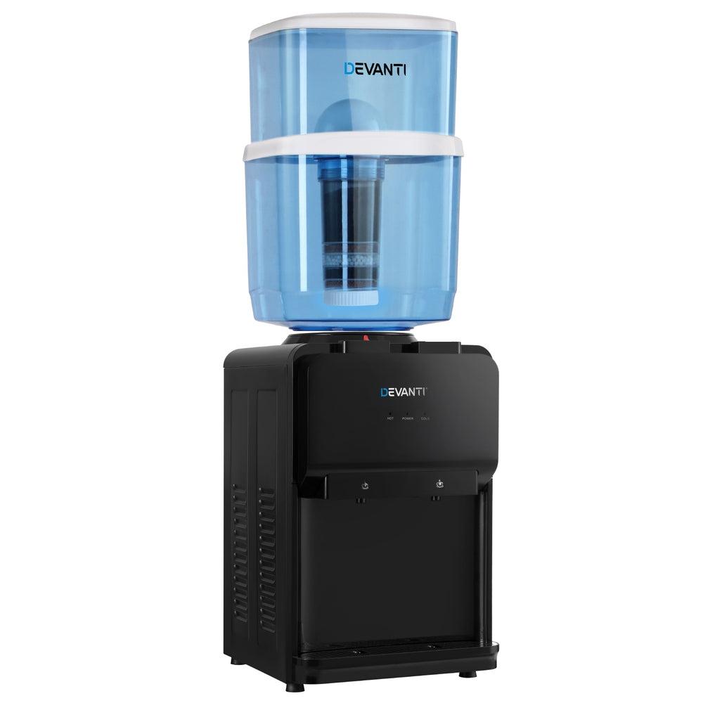 Devanti Water Cooler Dispenser 22L Bench Top Chiller Purifier Filter Hot Cold Black 3
