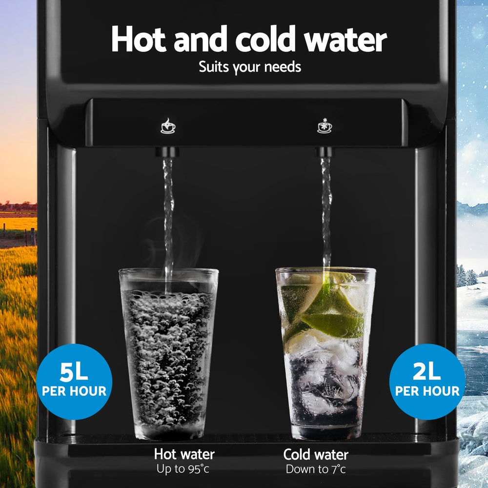 Devanti Water Cooler Dispenser 22L Bench Top Chiller Purifier Filter Hot Cold Black 6