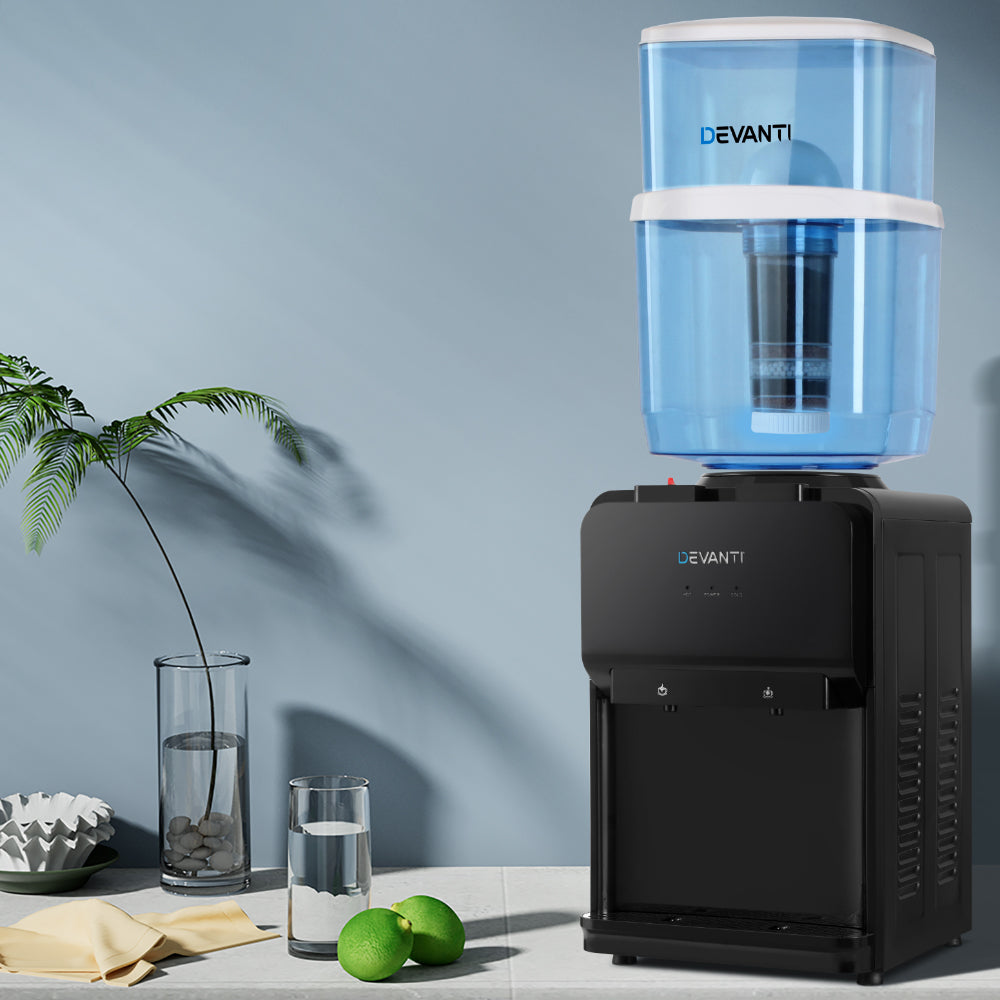 Devanti Water Cooler Dispenser 22L Bench Top Chiller Purifier Filter Hot Cold Black 8