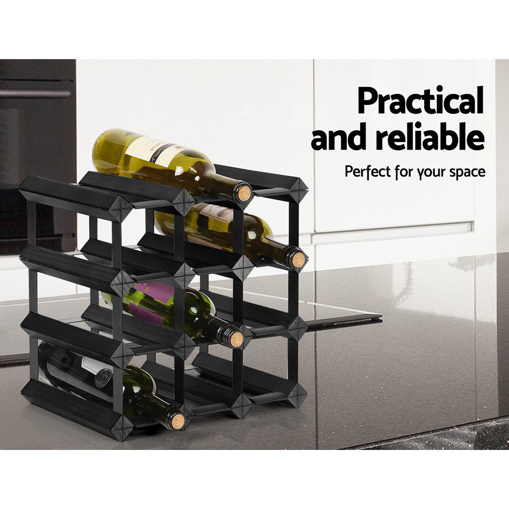 Artiss Wine Rack 12 Bottle Black 3
