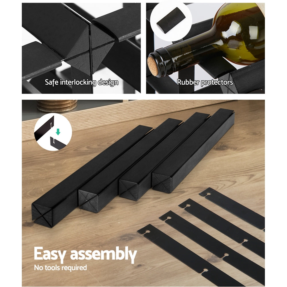 Artiss Wine Rack 12 Bottle Black 6