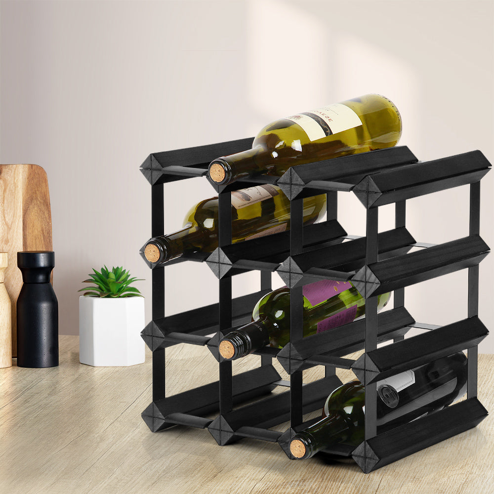 Artiss Wine Rack 12 Bottle Black 7