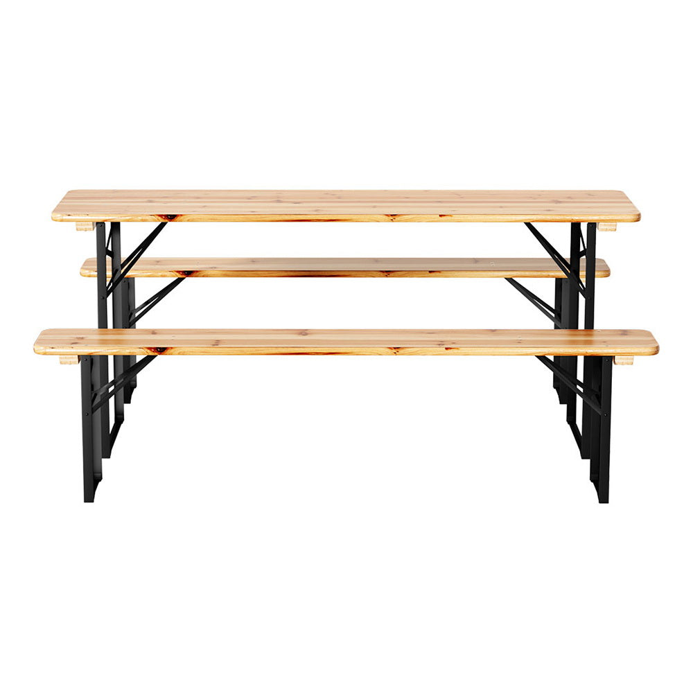 Gardeon 3 PCS Outdoor Furniture Dining Set Lounge Setting Patio Wooden Bench 3