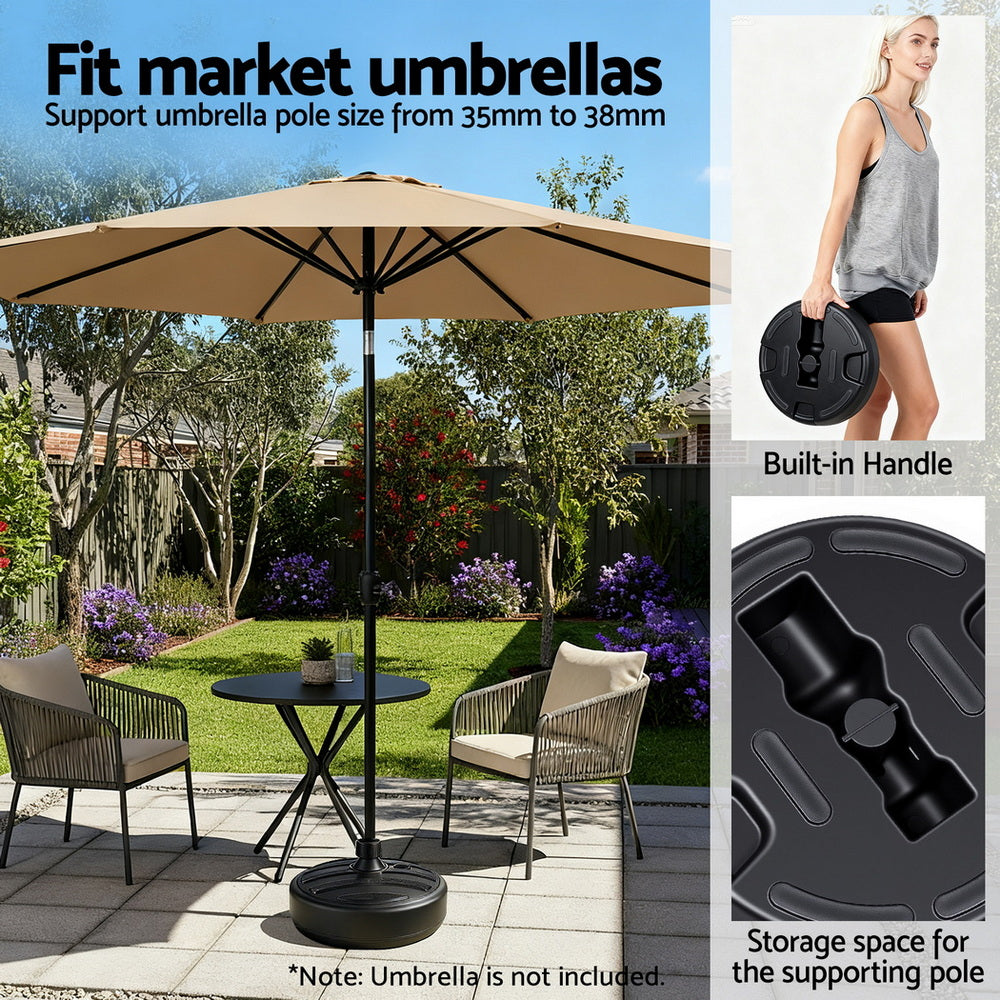 Instahut Outdoor Umbrella Base Weight Round Plastic Pole Holder 35-38mm Beach 5