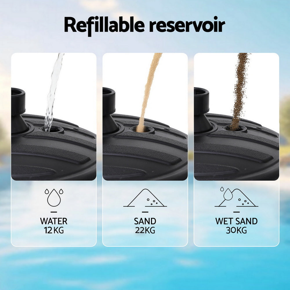 Instahut Outdoor Umbrella Base Weight Round Plastic Pole Holder 35-38mm Beach 6