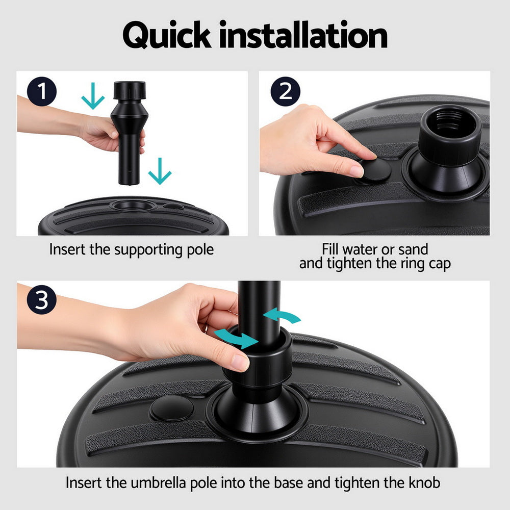 Instahut Outdoor Umbrella Base Weight Round Plastic Pole Holder 35-38mm Beach 7