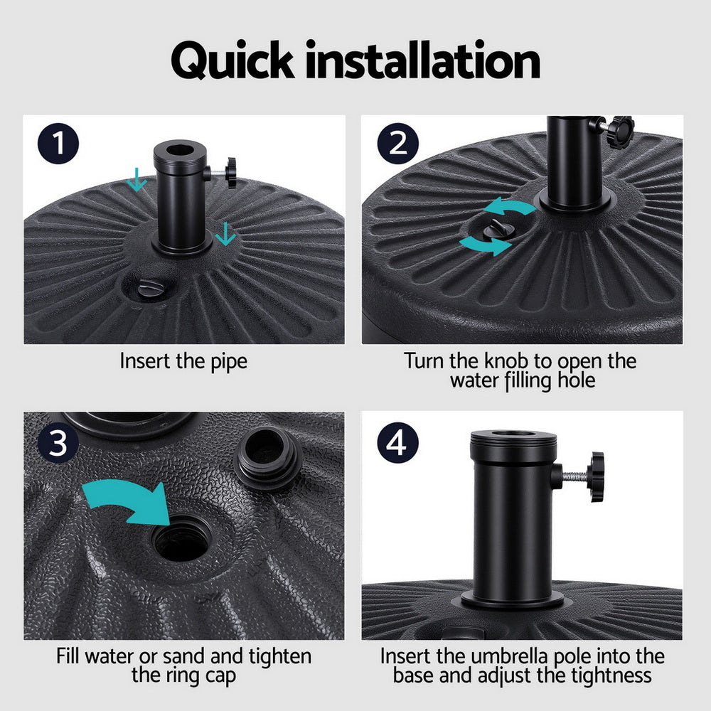 Instahut Outdoor Umbrella Base Weight Round Plastic Pole Holder 30-48mm Beach 8