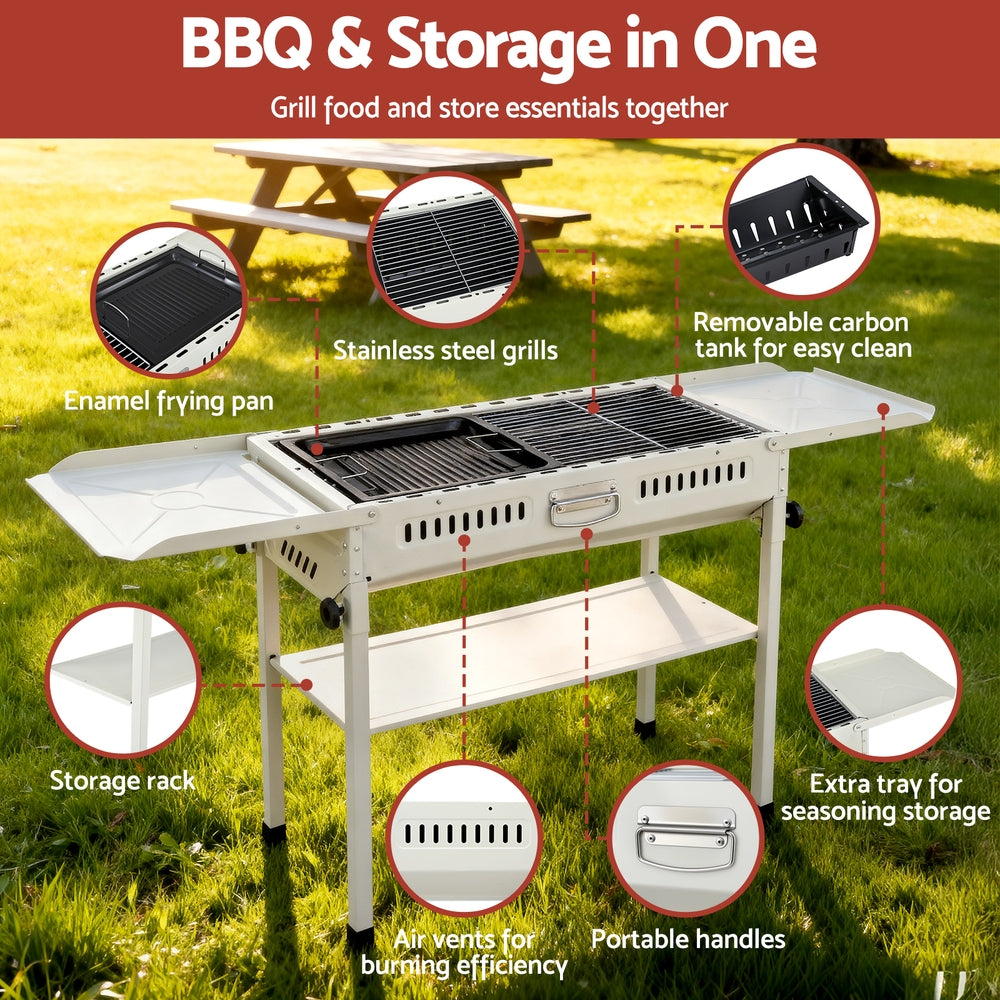 Grillz Portable BBQ Grill w/ Stainless Steel Racks & Pans for Outdoor 5