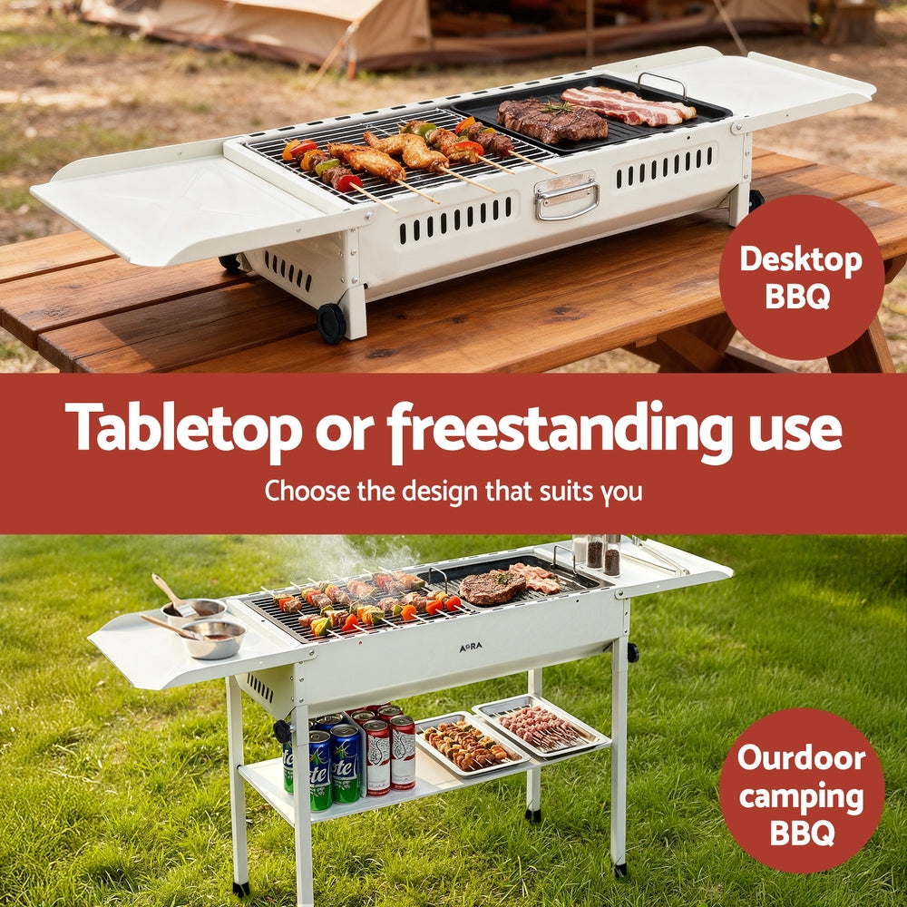 Grillz Portable BBQ Grill w/ Stainless Steel Racks & Pans for Outdoor 6