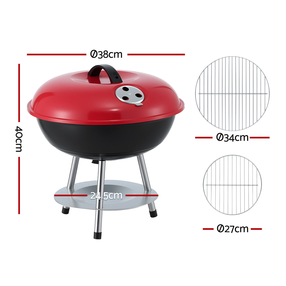 Grillz Charcoal BBQ Grill Portable with Lid for Camping Outdoor 3