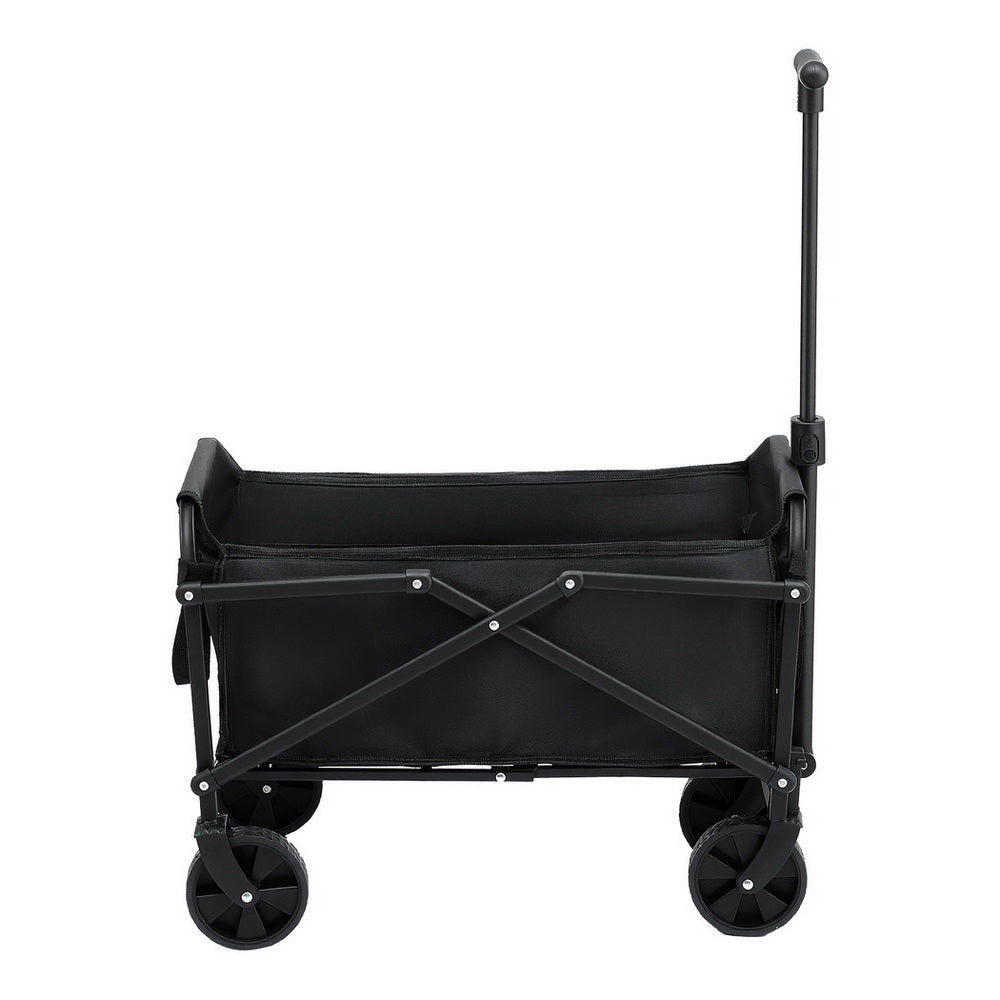 Gardeon Garden Cart Folding Trolley Camping Wagon Barrow Outdoor Beach Black 4