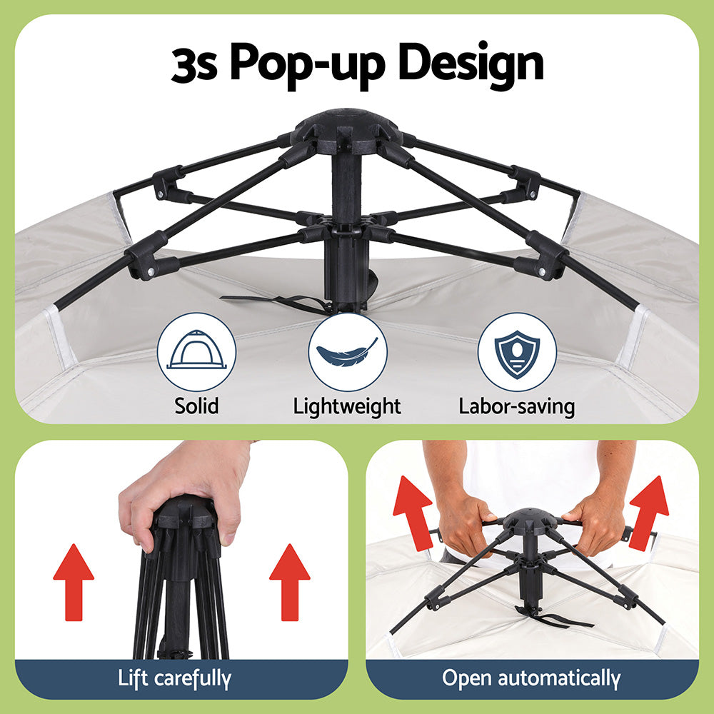 Weisshorn Camping Tent Instant Tent Pop up 2 Person Outdoor Hiking Tents Hiking Beige 8