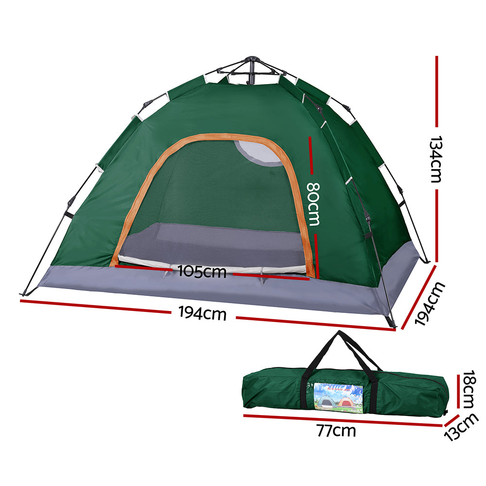 Weisshorn Camping Tent Instant Tent Pop up 2 Person Outdoor Hiking Tents Hiking Green 3