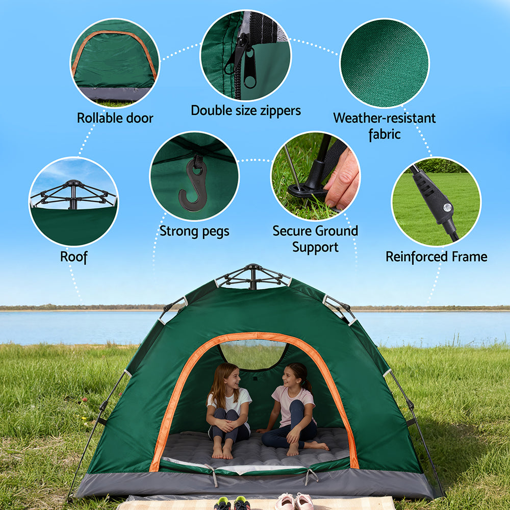 Weisshorn Camping Tent Instant Tent Pop up 2 Person Outdoor Hiking Tents Hiking Green 7