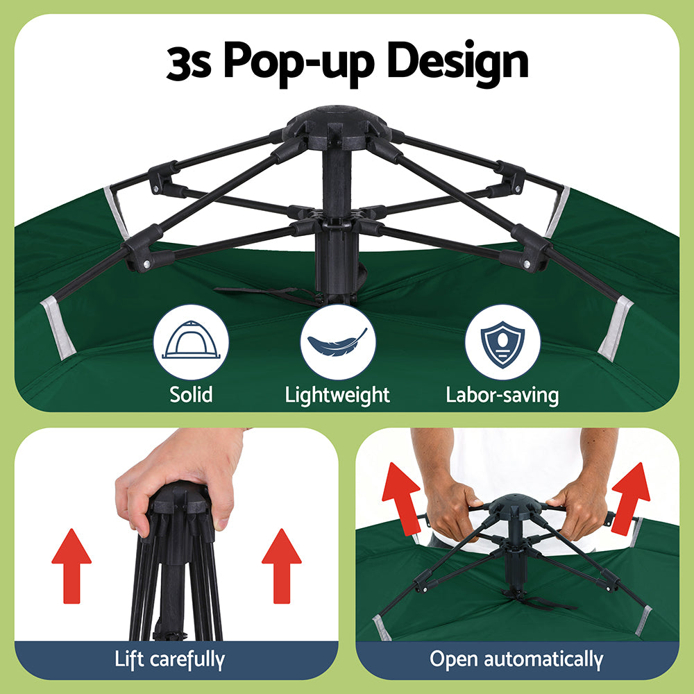 Weisshorn Camping Tent Instant Tent Pop up 2 Person Outdoor Hiking Tents Hiking Green 8