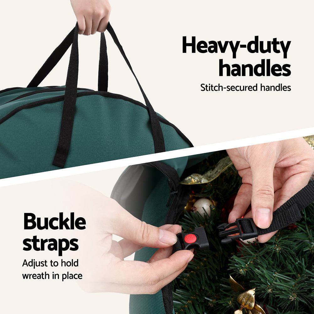 Jingle Jollys Christmas Garland Wreath Storage Bag 2-Tier Ornaments Holder 60cm 6