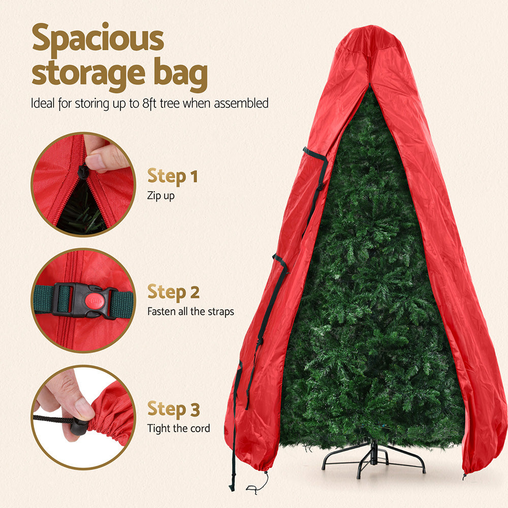Jingle Jollys Christmas Tree Storage Bag Fits Up to 8ft Tree Xmas Bag Zipper Red 4