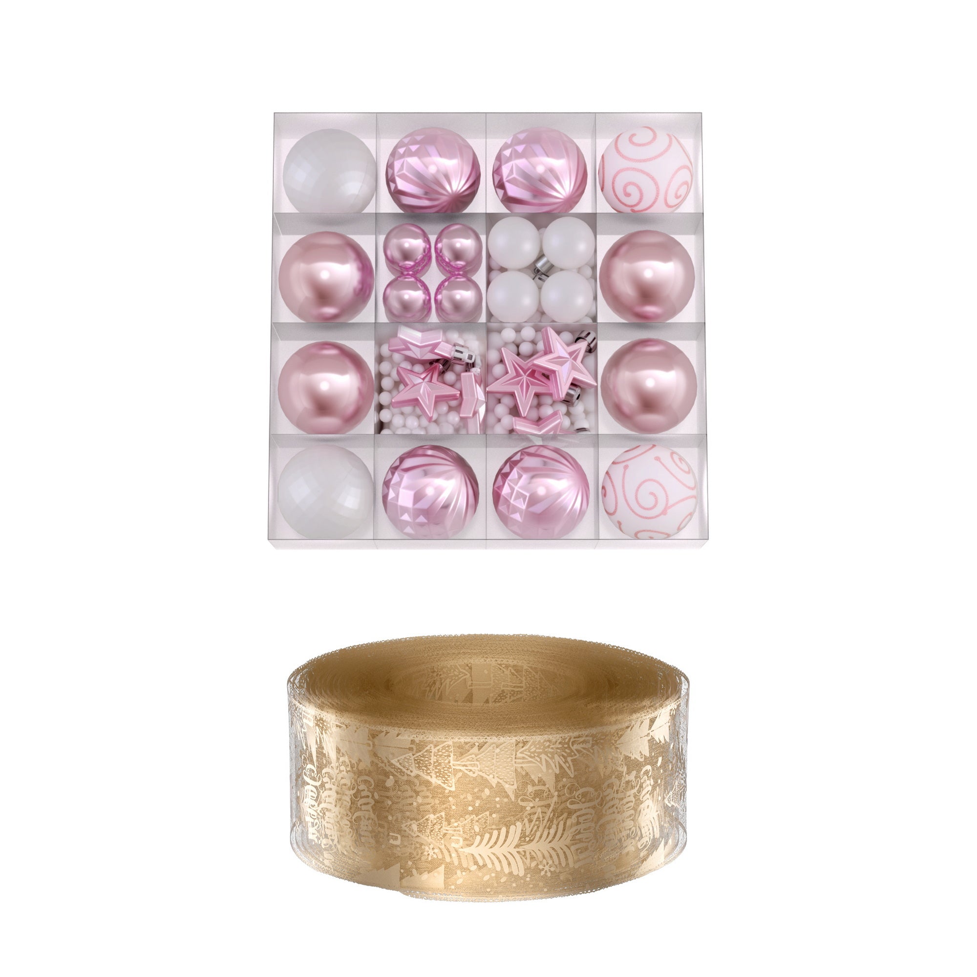 Jingle Jollys Christmas Tree Decoration Set Ribbon Baubles Ornaments Party 34pcs 7