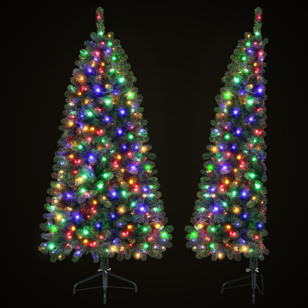 Jingle Jollys Christmas Tree 1.8M LED Corner Xmas Tree Half 8 Modes Multi-color 3